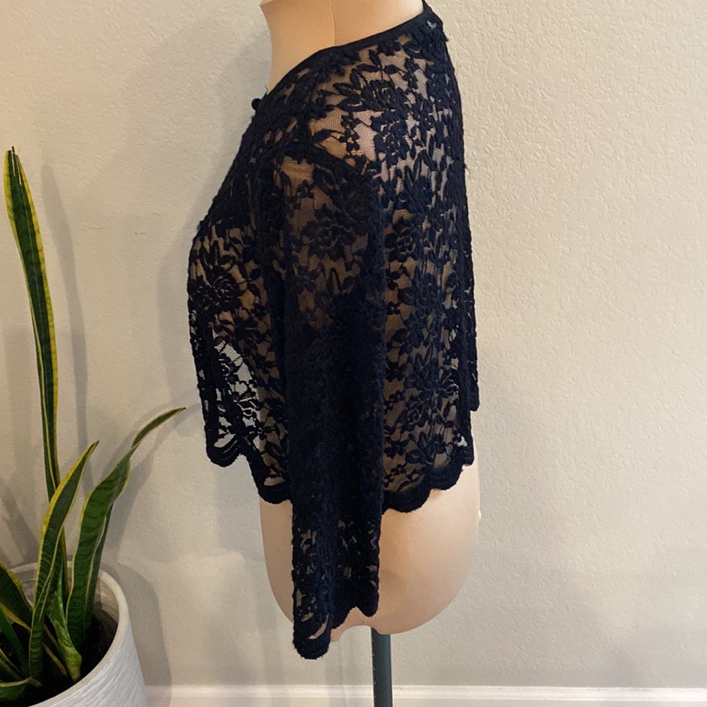 Black lace cardigan.perfect for layering. Size M. Like new - Picture 2 of 5